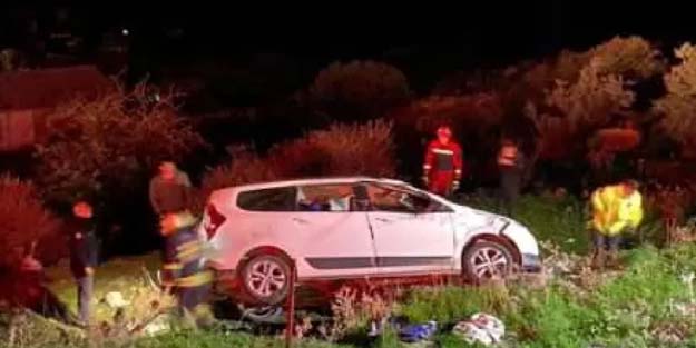 Kontrolden çıkan araç 15 metrelik şarampole yuvarlandı