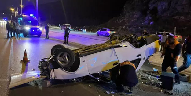 Kontrolden çıkan araç takla atıp karşı şeride geçti