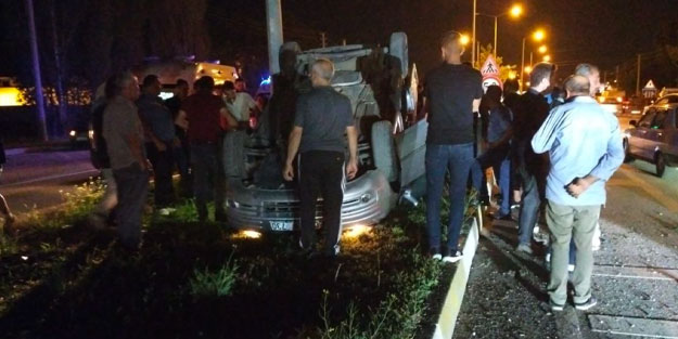 Kontrolden çıkan araç takla attı: 3 yaralı