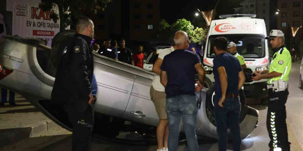 Kontrolden çıkan otomobil takla attı