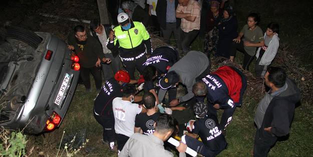 Kontrolden çıkan otomobil uçuruma düştü: 3 yaralı