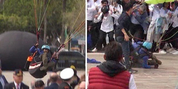 Kontrolü kaybetti, protokolün üzerine indi