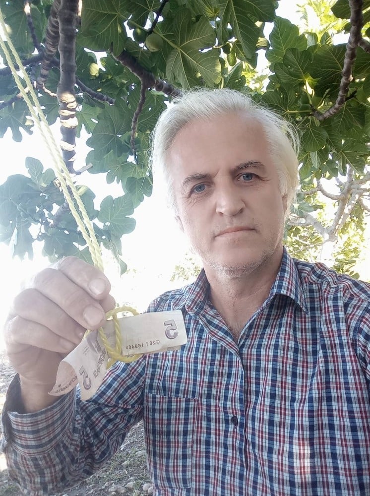 Kopardığı incir için ağaca para astı 