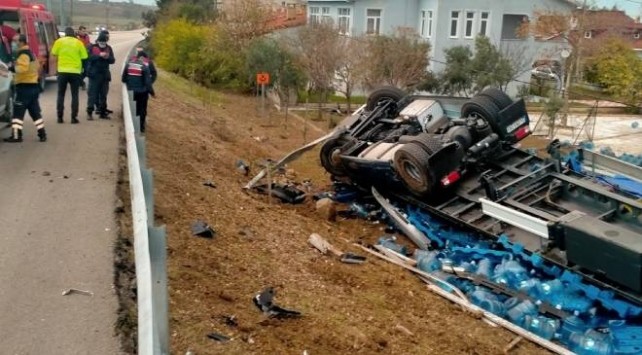 Köpeğe çarpmamak için şarampole uçtu
