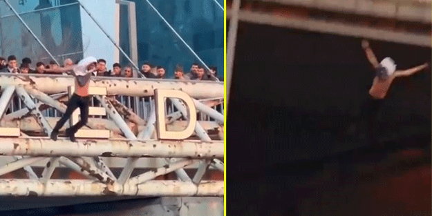 Köprüden atladığı anlar saniye saniye kaydedildi