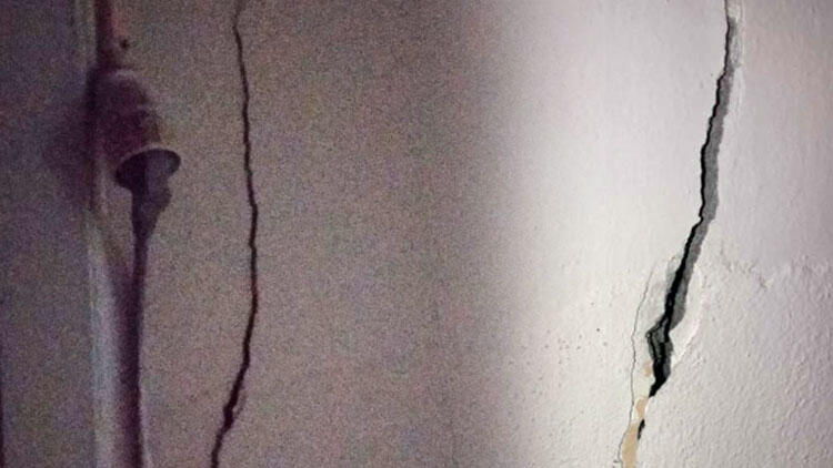 Korkutan görüntü... Kolonları çatlayan bina boşaltıldı