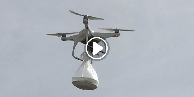 Koruculara drone ile tatlı ikram edildi