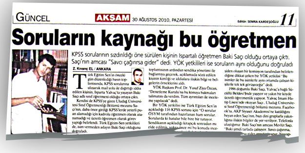 KPSS soruları sızdırılan öğretmen Savcı Akkaş’la hemşeri!