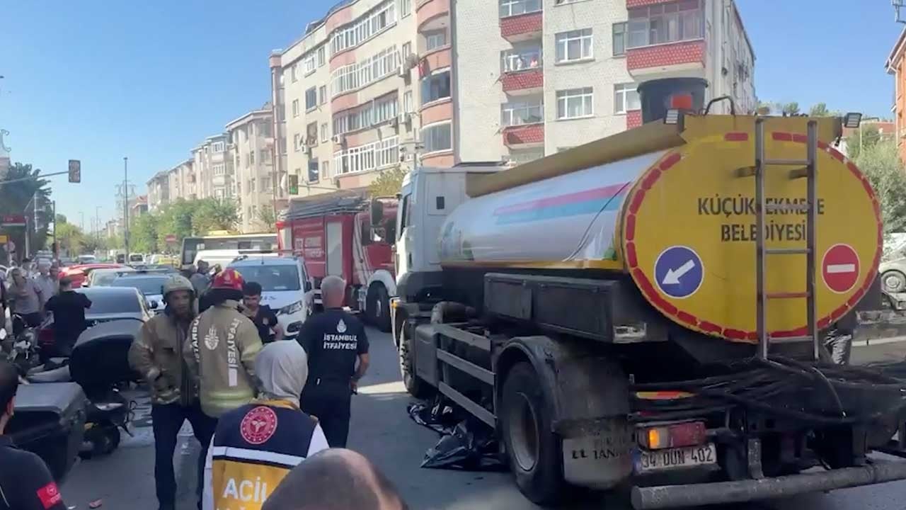 Küçükçekmece'de feci kaza: Su tankerinin altında kalan kadın hayatını kaybetti!