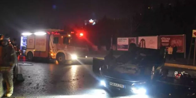 Küçükçekmece'de takla atan otomobildeki 6 kişi yaralandı