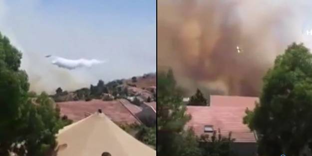 Kudüs'te yerleşim yerlerini tehdit eden yangın paniğe neden oldu