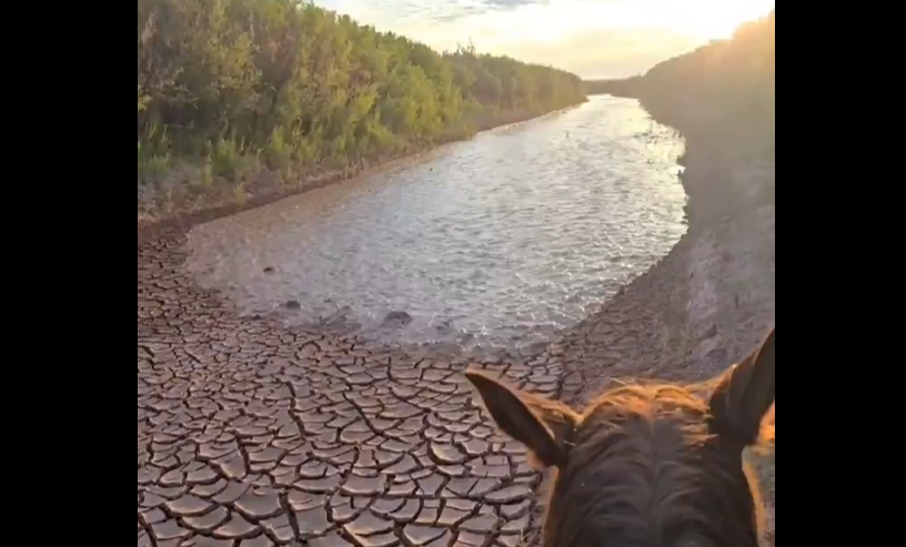 Kuraklığın ortasında umut! Atıyla gezerken suyun dönüşüne tanıklık etti