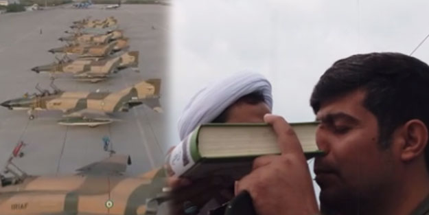 Kur'an-ı Kerim'i teker teker öpüp harekete geçtiler! İran savaş uçakları havalandı, füzeler ateşlendi