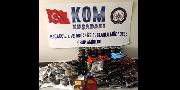 Kuşadası'nda 110 kilo bandrolsüz nargile tütünü ele geçirildi