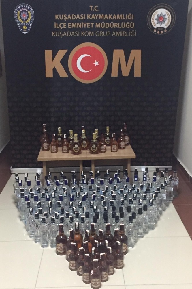 Kuşadası’nda kaçak içki operasyonu 