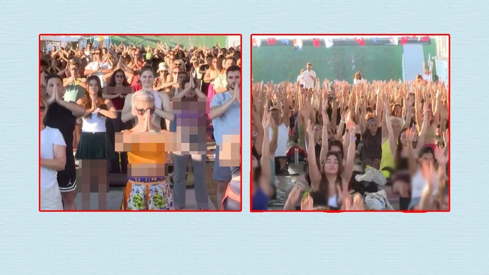 Laikçi azınlık başörtülüleri imha planı yaparken… CHP’li İzmir Büyükşehir’den toplu yoga ayini