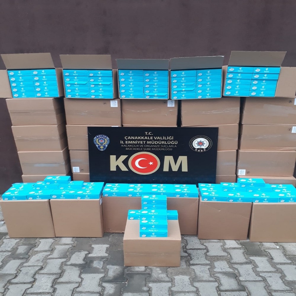 Lapseki’de 380 bin gümrük kaçağı makaron ele geçirildi 