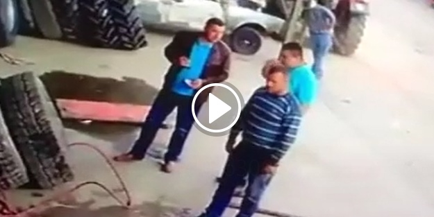 Lastik şişirirken canından olacaktı!