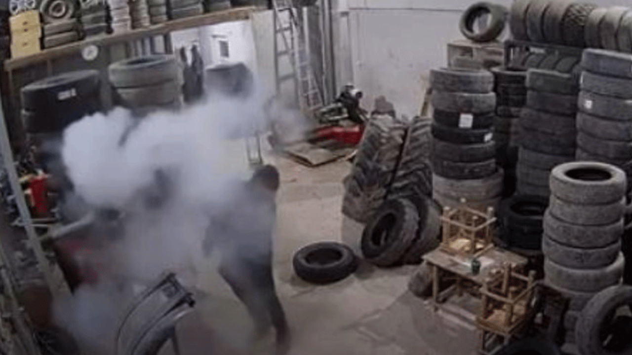 Lastik tamiri yapan işçi ölümden döndü!