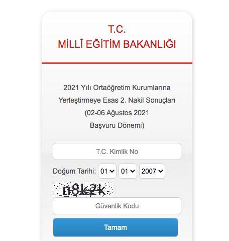 LGS 2021 2. nakil yerleştirme sonuçları açıklandı mı? MEB 2021 LGS 2. nakil sonuçları sorgula!