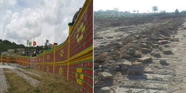 Lice'de PKK mezarlığı yıkıldı