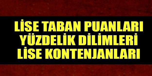 Lise kontenjanları yüzdelik dilimleri taban puanları MEB lise tercih kılavuzu 2020