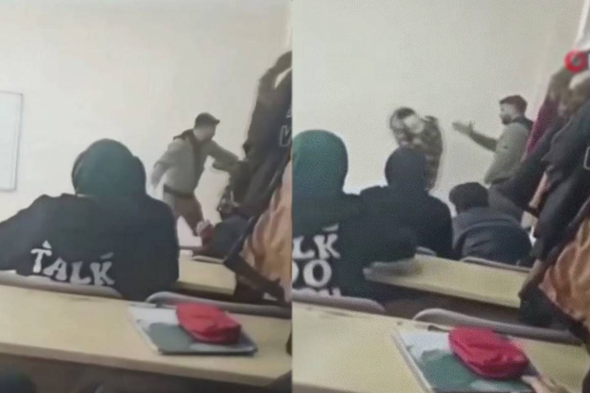Lise öğrencisine öğretmen dayağı kamerada