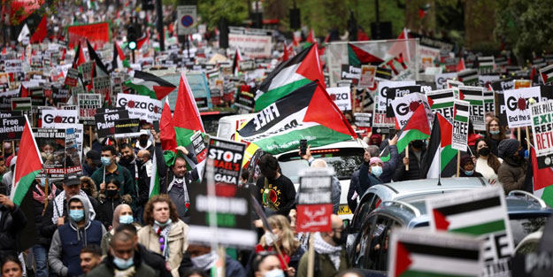 Londra'da Siyonist İsrail'e öfke seli