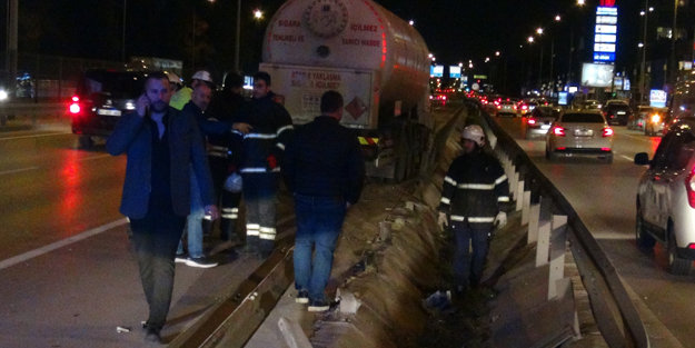 LPG yüklü tanker kaza yaptı, patlamaması faciayı önledi