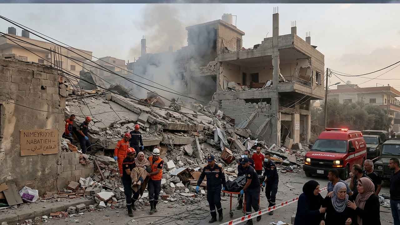 Lübnan'da katliam durmuyor! Nebatiye'de sivil yerleşimlere bomba yağdı