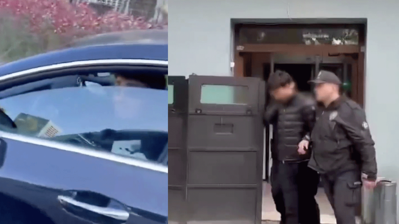 Lüks araçta çakarla gezen genç yakalandı! 