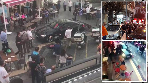 Lüks otomobiliyle dehşet saçtı… İnsanların üzerine sürdü