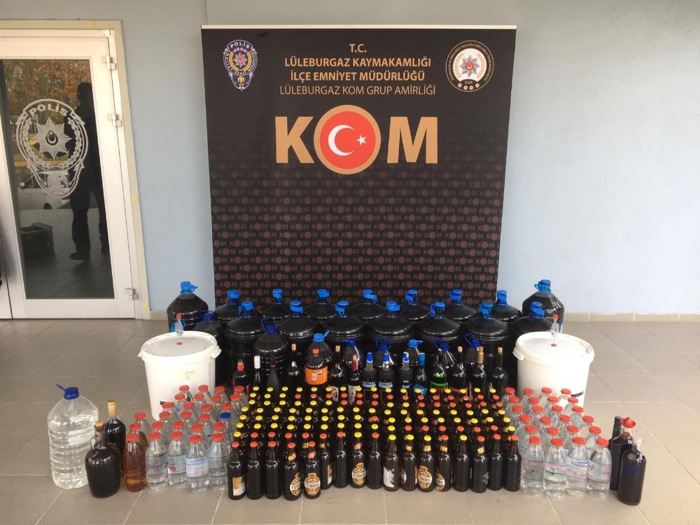 Lüleburgaz’da 1 yılda 2.2 ton kaçak içki ele geçirildi 