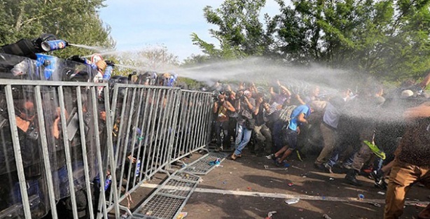 Macar polisinden sığınmacılara müdahale