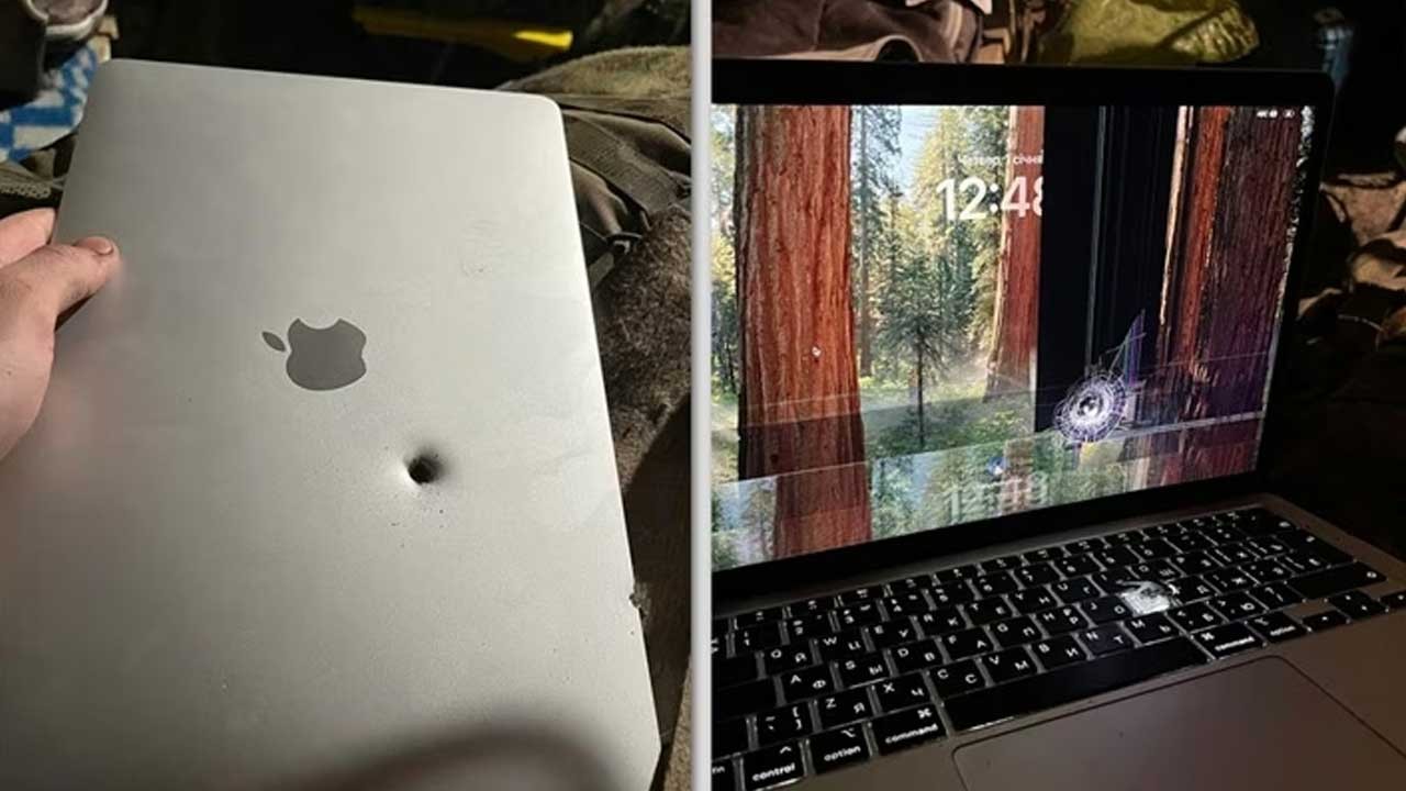 MacBook Air askerin hayatını kurtardı: Şarapnel parçasını durdurdu, ekran hâlâ çalışıyor