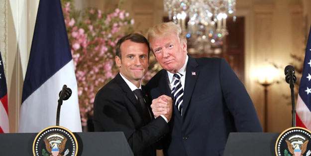 Macron Trump'a zıpladı! 