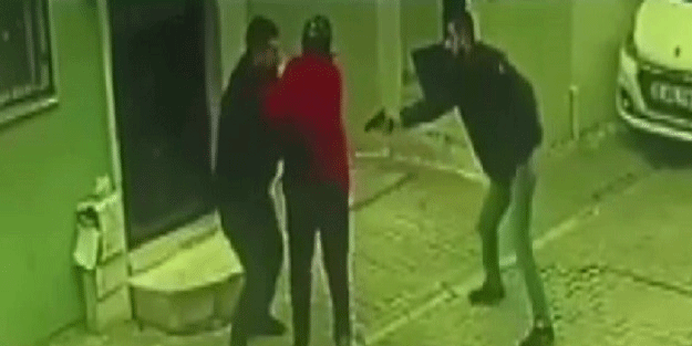 Maganda silahlı kavgada sokaktaki kadını kalkan yaptı