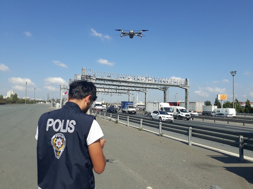 Mahmutbey gişelerde drone’lu trafik denetimi 