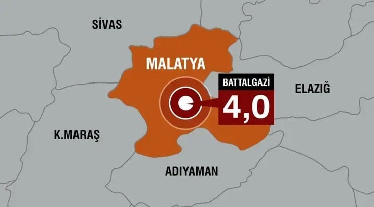Malatya'da 4 büyüklüğünde deprem