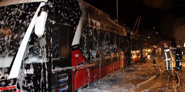 Malatya'da trambüs yangını!