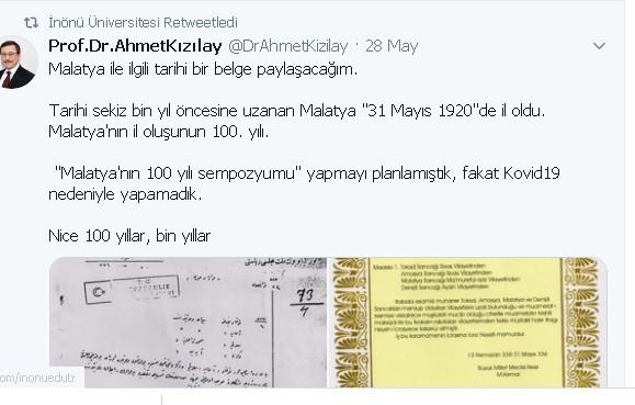 Malatya’nın il oluşunun 100. Yılı kutlamalarına korona engeli 