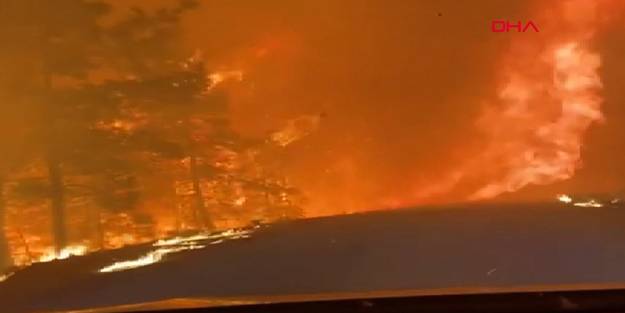 Manavgat'ta dehşete düşüren görüntü! Alevlerin ortasında kaldılar