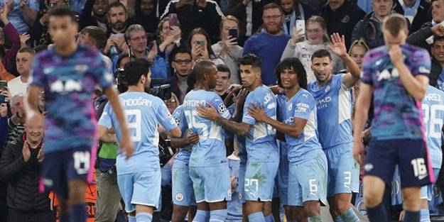 Manchester City-Leipzig maçında gol yağmuru