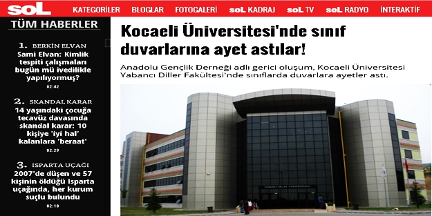 Maneviyat özürlü 'Sol' dan Ayet hazımsızlığı!