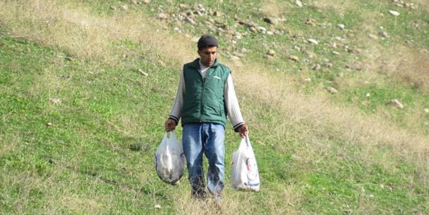 Duyan poşetleri kaptığı gibi dağa koştu!