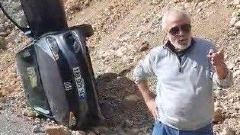 Manzarayı izlerken, el frenini çekmediği otomobili uçurumdan yuvarlandı
