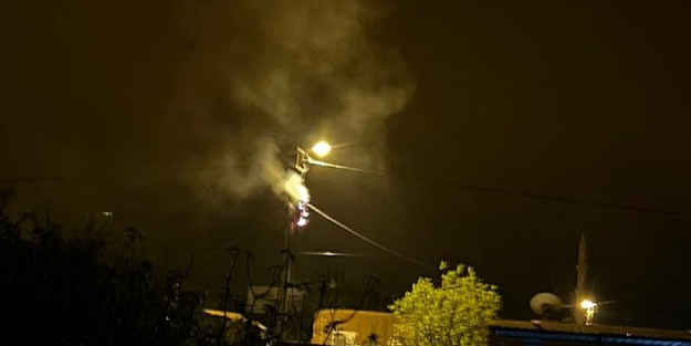 Mardin’de elektrik panosu böyle alev aldı