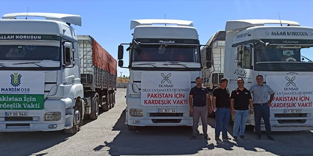 Mardin'den Pakistan'a 80 ton gıda yardımı