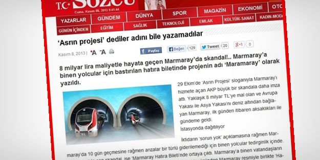 'Marmaray sanki Sözcü'nün içinden geçiyor'