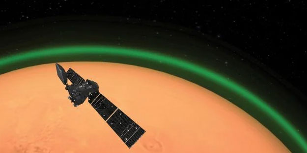 Mars'ın atmosferinde yeşil parıltı gözlemlendi